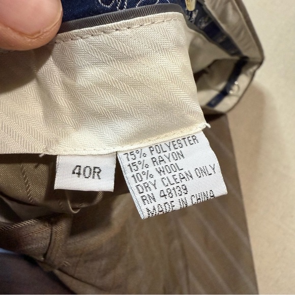 Vintage EJ Samuel 2 Piece Suit + Handkerchief Brown Striped Blazer 46R Pant 40R - Picture 12 of 15